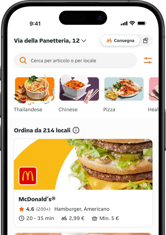 Immagine dell'elenco ristoranti nella nostra app per mobile